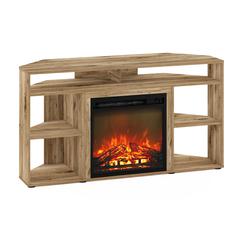 Jensen Corner TV Stand with Fireplace for TV up to 55 Inches, Flagstaff Oak