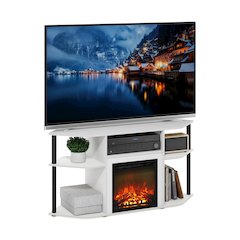 Open Storage Corner Fireplace TV Entertainment Center for TV up to 55 Inch