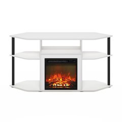 Fireplace TV Stand  for TV up to 55 Inch, with Open Shelves,Plain White