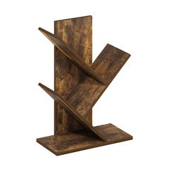 Tree Bookshelf 3-Tier Floor Standing Tree Bookcase, Amber Pine