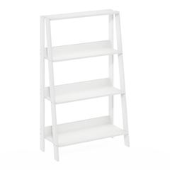 Ladder Bookcase Display Shelf, 4-Tier, White