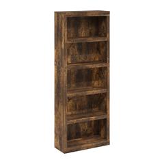 Rail 5-Tier Open Shelf Bookcase, Amber Pine