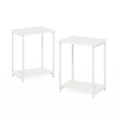Simplistic Industrial Metal Frame End Table, 2-Pack, White/White