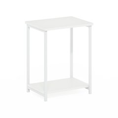 Simplistic Industrial Metal Frame End Table, 1-Pack, White/White
