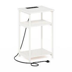 3-Tier USB and Type-C Charging Port Open Storage Side Table with Metal Frame