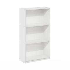 Basic 3-Tier Bookcase Storage Shelves, White/White