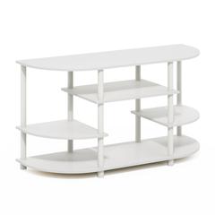 JAYA Simple Design Corner TV Stand, White/White