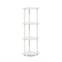 Turn-N-Tube 4-Tier Corner Display Rack Multipurpose Shelving Unit, White/White