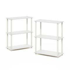 3-Tier Compact Multipurpose Shelf Display Rack, White/White, Set of 2