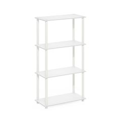 Turn-N-Tube 4-Tier Multipurpose Shelf Display Rack, White/White