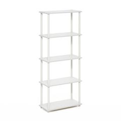 Turn-N-Tube 5-Tier Multipurpose Shelf Display Rack, White/White