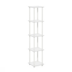 Turn-N-Tube 5-Tier Corner Square Rack Display Shelf, White/White