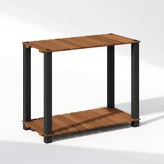 Turn-N-Tube 2-Tier Wood Slat Multipurpose Shelf Display Rack with Square Poles