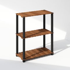 Turn-N-Tube 3-Tier Wood Slat Multipurpose Shelf Display Rack with Square Poles