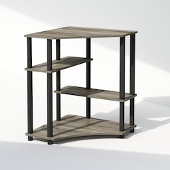 Turn-N-Tube Multipurpose Corner Shelf, Display Rack, Bookshelf, French Oak/Black