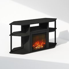 No Heat Fireplace TV Stand for TV up to 55 Inch,  Open Storage, Dark Americano