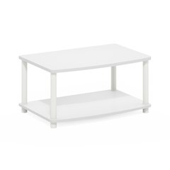 Turn-N-Tube No Tools 2-Tier Elevated TV Stands, White/White