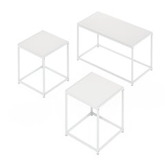 Living Room Tables Set of 3, Coffee Table with 2 End Tables, Side Tables,White