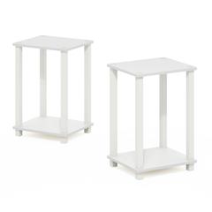 Simplistic End Table, Small, Set of 2, White/White