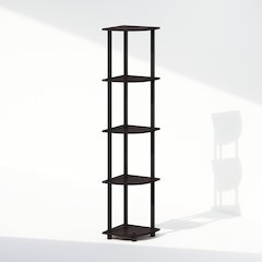 Turn-N-Tube 5 Tier Multipurpose Corner Display Rack Shelving Unit, Dark Walnut