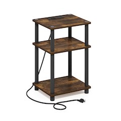 3-Tier Turn-N-Tube Open Storage Side Table, End Table with USB
