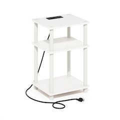 Just 3-Tier Turn-N-Tube Open Storage Side Table, End Table with USB