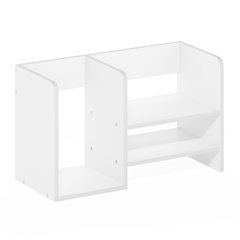Hermite Wood Desktop Book and Home Office Supplies Storage Organizer, White