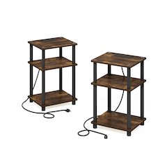 Just 3-Tier Turn-N-Tube USB and Type-C Charging Port End Table, Set of 2