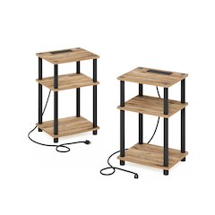 Just 3-Tier Turn-N-Tube USB and Type-C Charging Port End Table, Set of 2