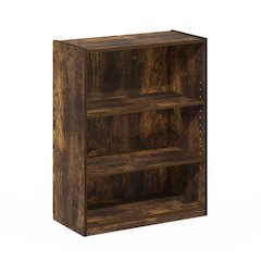 Gehry 3-Tier Bookcase, Bookshelf with Adjustable Shelves, Amber Pine