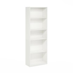 Gehry 5-Tier Bookcase, Bookshelf with Adjustable Shelves, White