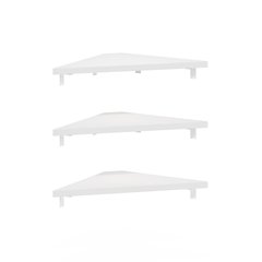 Triangle Corner Floating Shelves, Wall Mount Display Shelf, White, Set of 3