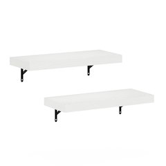 Tanna 22-Inch Wall Mounted Floating Display Shelves, White Texture, Set of 2