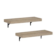 Tanna 22-Inch Wall Mounted Floating Display Shelves, Natural, Set of 2