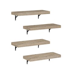 Tanna 22-Inch Wall Mounted Floating Display Shelves, Natural, Set of 4