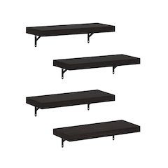 Tanna 22-Inch Wall Mounted Floating Display Shelves, Tobacco Oak, Set of 4