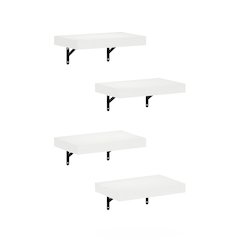 Tanna 15-Inch Wall Mounted Floating Display Shelves, White Texture, Set of 4
