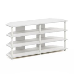 Econ Easy Assembly 4-Tier Corner TV Stand for TV up to 55-Inch, White/White