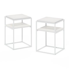 Moretti Modern Lifestyle Stackable Shelf, 2-Tier, Solid White/White, Set of 2