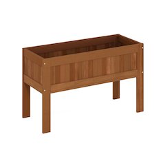 Outdoor Elevated Standing Planter Box, Raised Garden Bed with Legs, Natural