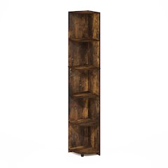 Econ 5-Tier Corner Shelf Bookcase, Bookshelf, Amber Pine