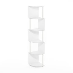 Econ 5-Tier Zigzag Corner Shelf Bookcase, Bookshelf, White/White