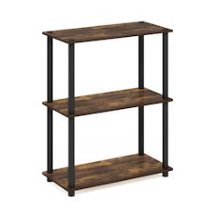 Turn-N-Tube 3-Tier Compact Multipurpose Shelf Display Rack, Amber Pine/Black