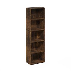 Luder 5-Tier Reversible Color Open Shelf Bookcase, Amber Pine