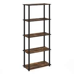 Turn-N-Tube 5-Tier Multipurpose Shelf Display Rack, Amber Pine/Black