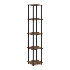 Turn-N-Tube 5-Tier Corner Square Rack Display Shelf, Amber Pine/Black