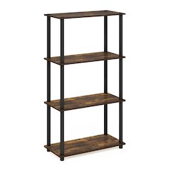 Turn-N-Tube 4-Tier Multipurpose Shelf Display Rack, Amber Pine/Black