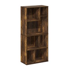 Daly 7-Cube Irregular Cubes Bookcase, Bookshelf, Storage Organizer, Amber Pine