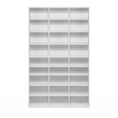 24-Shelf CD DVD Storage Tower Rack with Adjustable Shelves, Plain White