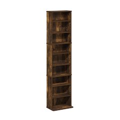 9-Shelf Multimedia Media Storage Tower Rack with Adjustable Shelves, Amber Pine